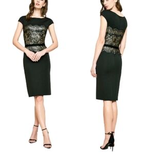 Tadashi Shoji Claudie Neoprene Lace Sequin Cocktail Dress Women's Sz 6